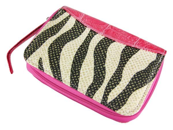 Glittery Gold Zebra Striped Organizer Planner Pink Trim  