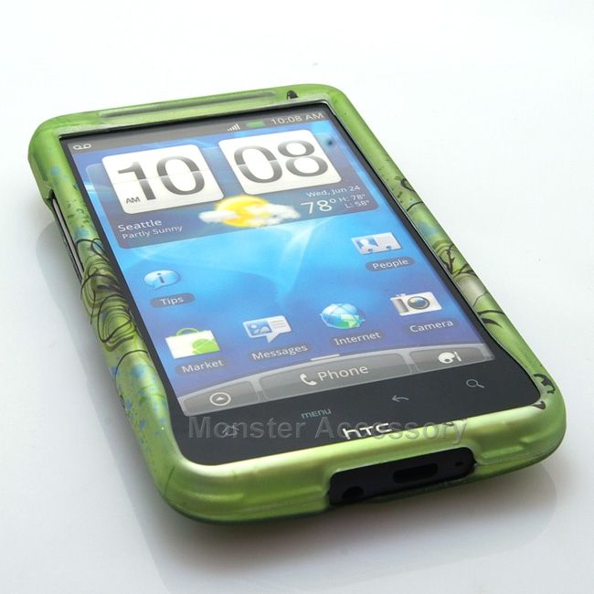 Green Daisy Rubberized Hard Cover Case HTC Inspire 4G  