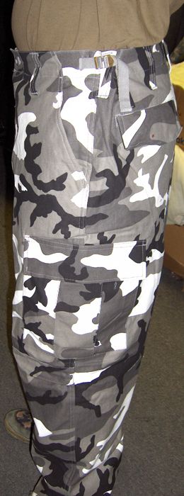 PANTS BDU URBAN METRO CAMO BLACK WHITE TWILL MED LARGE  