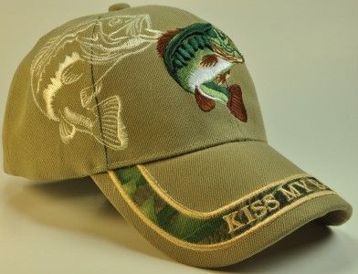 WHOLESALE NEW KISS MY BASS FISHING TAN CAP HAT  