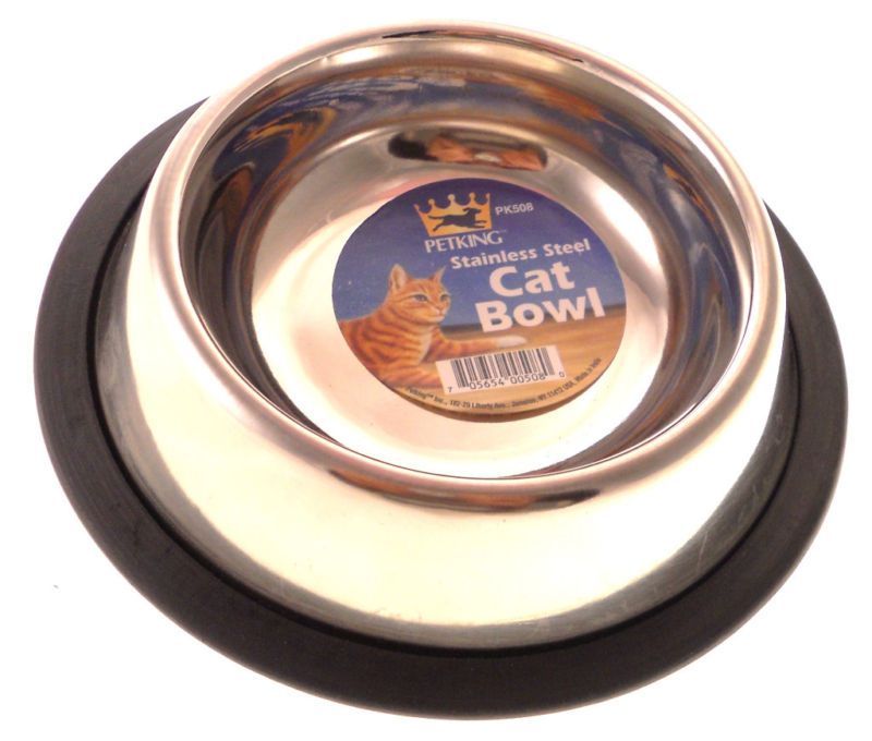 NON SLIP CAT DOG WATER DISH STAINLESS STEEL BOWL PET  