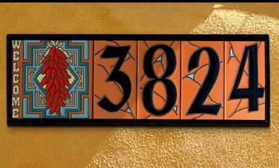 House Numbers 3 x 6 CERAMIC TILE Gecko Lizard  