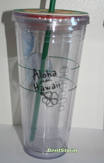 Starbucks Hawaii Insulated Tumbler VENTI Travel Mug 20 OZ. Clear TO GO 