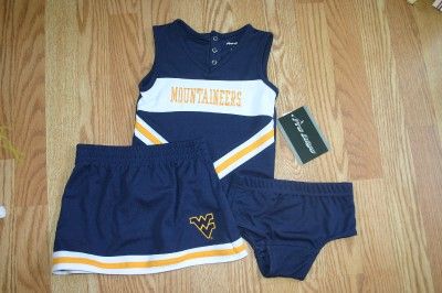 WEST VIRGINIA MOUNTAINEERS CHEERLEADER COSTUME DELUXE SET POM POMS BOW 