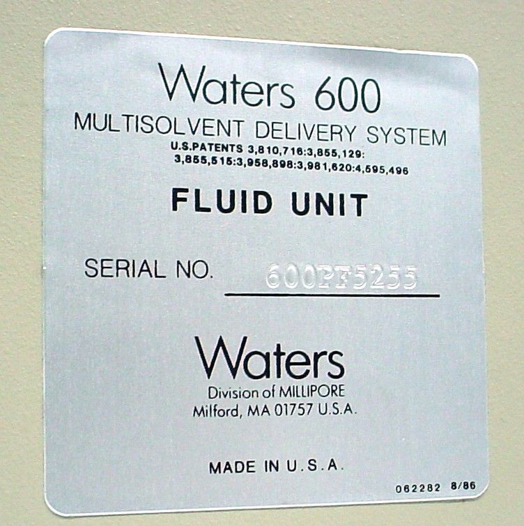 Waters 600 Chromatography Multisolvent Fluid Unit Pump Delivery System 