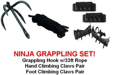 NINJA GRAPPLING SET CLIMBING HOOK FOOT HAND CLAWS GEAR  