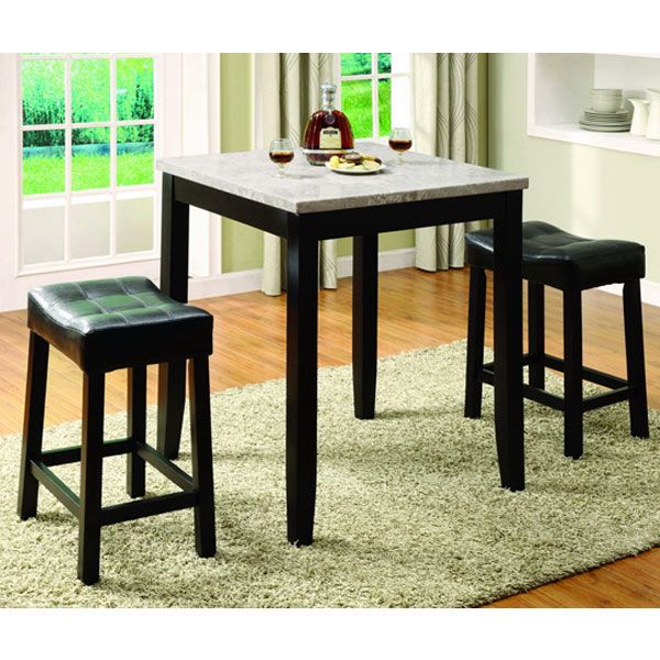 Espresso color 3 Piece Counter Height Pub Table Set  