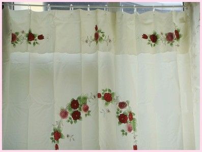 Sweet Applique N 3D Rose Shower Curtain Polyester B  