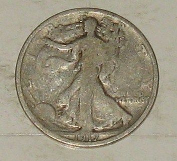 1917 WALKING LIBERTY SILVER HALF DOLLAR GOOD REV SCRATCH J407  