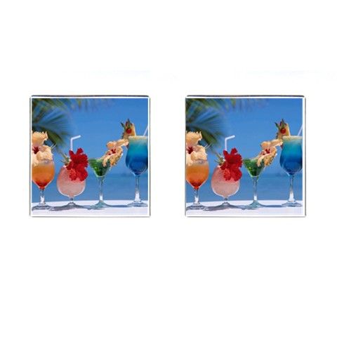 Tropical Drinks on the Beach Square Cufflinks Unique Accessories 