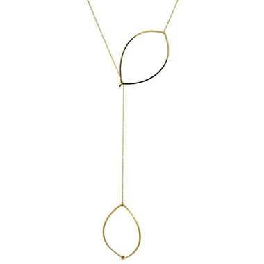 Double Drop Leaf Lariat Necklace