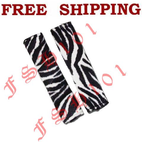 Brand New Zebra Black & White Seat Belt Covers / Shoulder Pads For Car 