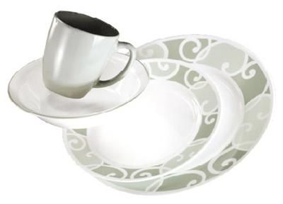 16 pc CORELLE VIVE RIBBONS & SWIRLS DINNERWARE SET *NEW  