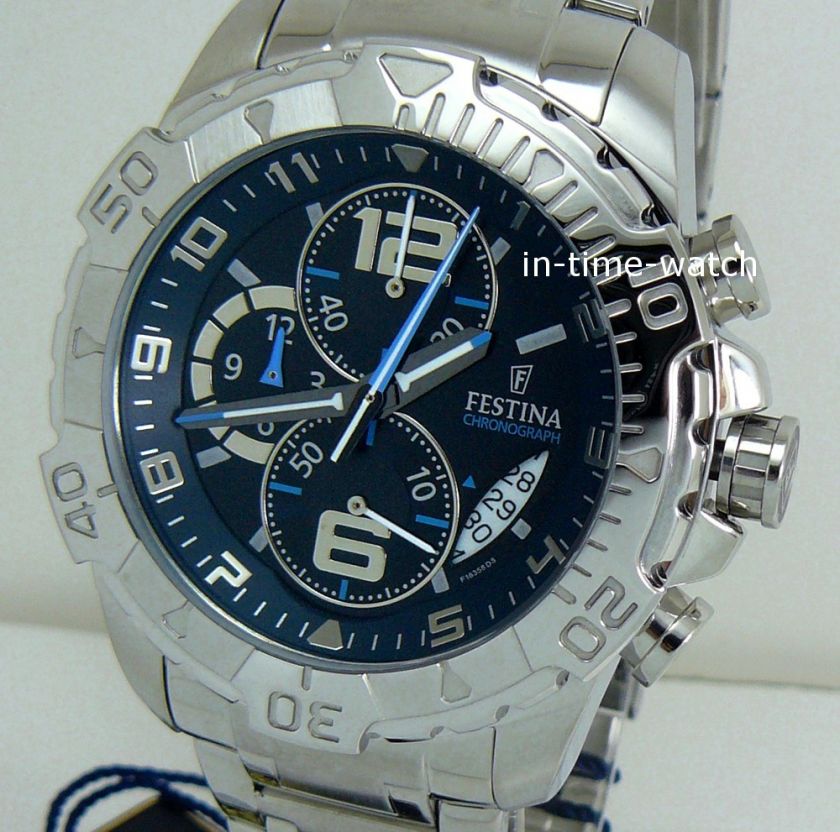 FESTINA MEN CHRONOGRAPH WIDE DATE SOLID STEEL F16358/5  