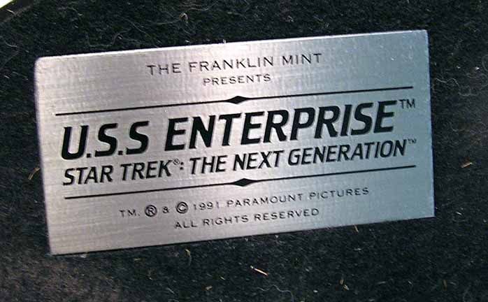 Star Trek Franklin Mint  Enterprise 1701 D Pewter Ship  