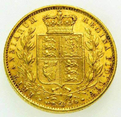   Queen Victoria Gold Shield Sovereign VF /GVF. Coin has 15 Watchers