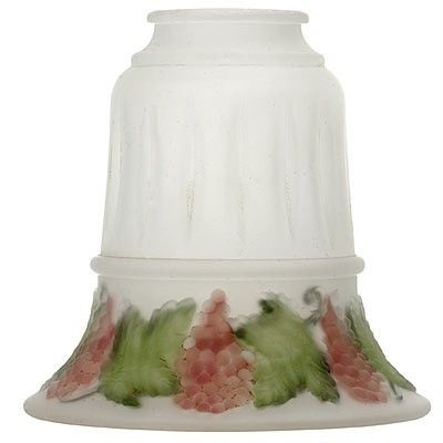 CREAM ETCH MAUVE GRAPE/GREEN LEAF LAMP LIGHT SHADE  