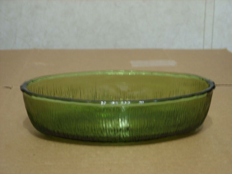 FTD GREEN GLASS OVAL BOWL 1975  