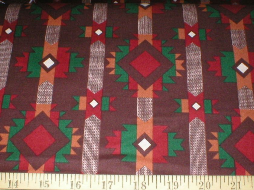   NATIVE INDIAN BROWN~RUST~TURQUOISE~AZTEC~BLUE HILL~COTTON FABRIC