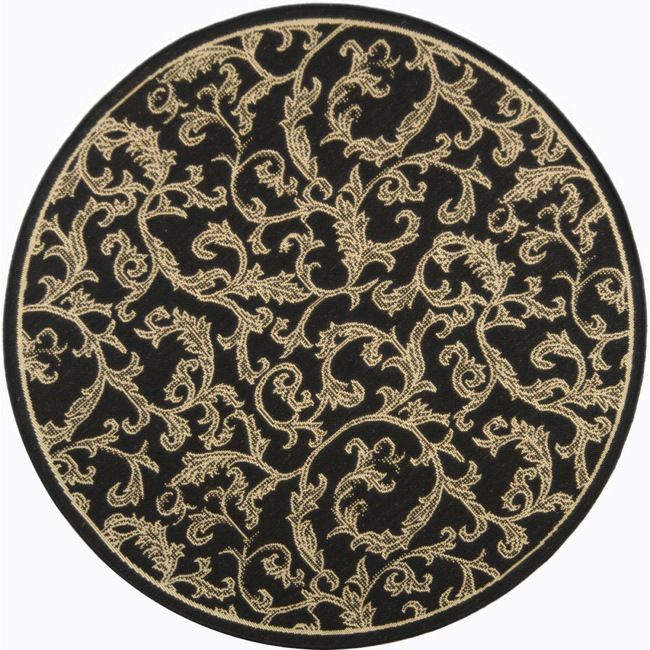 Mayaguana Indoor/Outdoor Black/Sand Area Rug 5 Round  