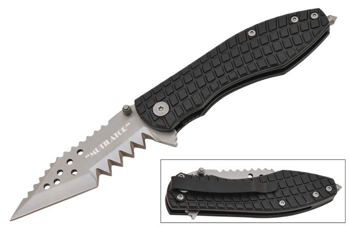   Silver Blade Mutilator Spring Assisted Opening Pocket Knife  