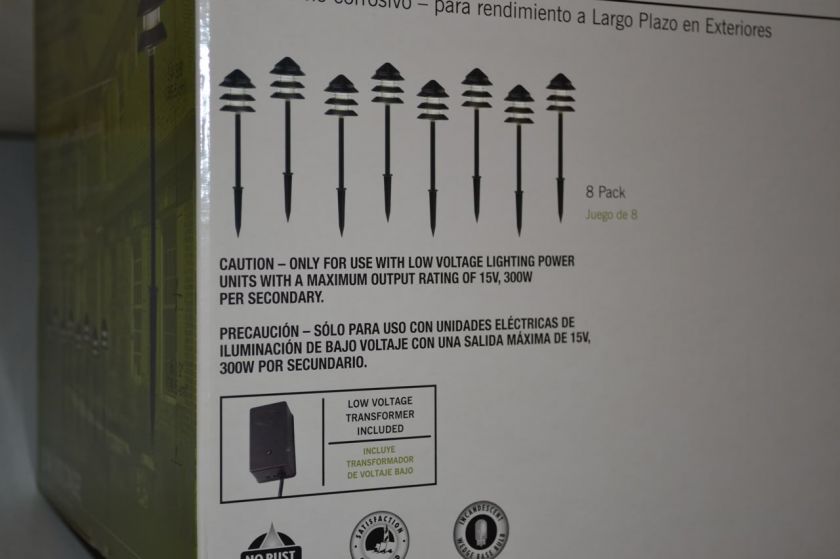 HAMPTON BAY LOW VOLTAGE LANDSCAPE 8 PACK FIXTURE PATH LIGHTS KIT W 