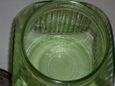   Depression Glass Cookie Jar Hoosier Pantry Ribbed Jar Canister  