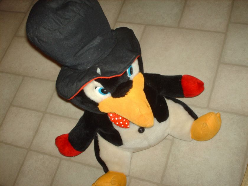 Penguin wearing a top hat plush stuffed animal  