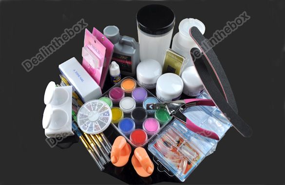 Nail Art Tips Kit Set Full Combo Liquid Powder DIY Acrylic 