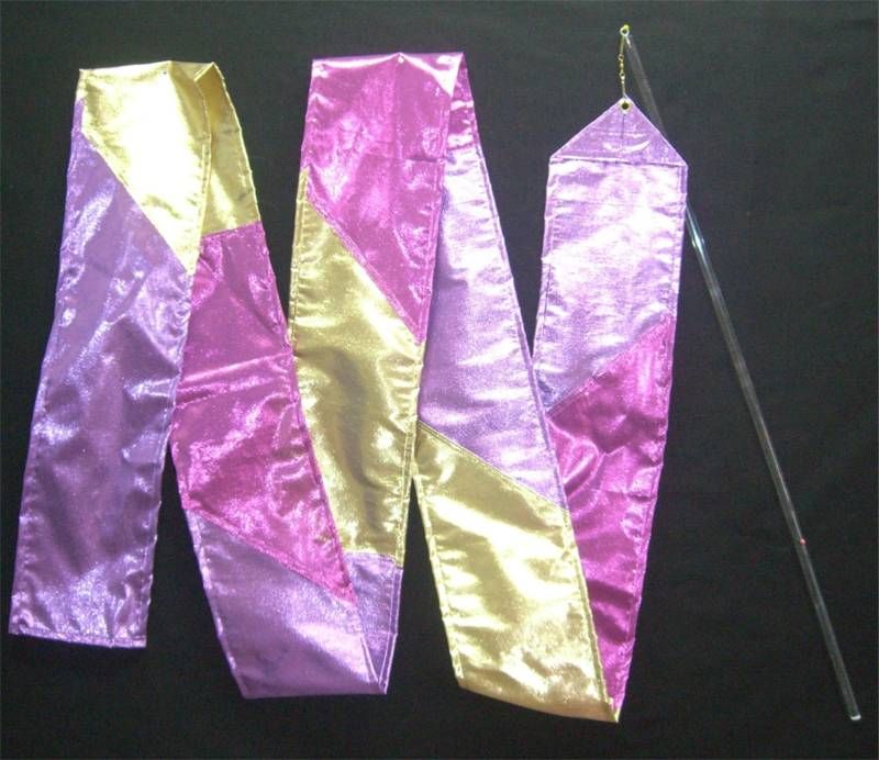 Worship Dance Streamer w Rod   magenta/purple/gold (W)  