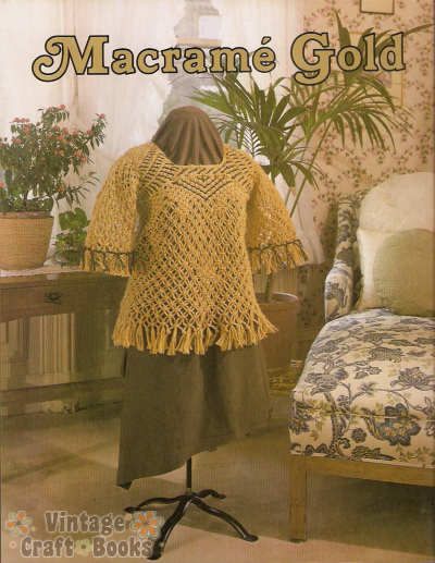 Macrame Gold Vintage Pattern Book NEW 1977 Plant Hanger  