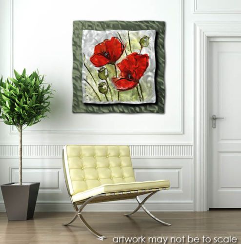 Poppies metal wall art modern home decor wall sculpture  