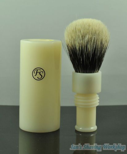 Finest Badger Hair Shaving Brush Faux Ivory Travel Hand  