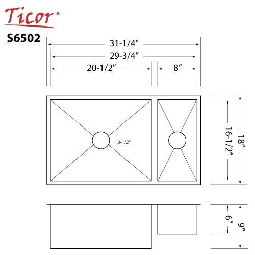 Undermount Stainless Steel Double Bowl Square Sink 16G  