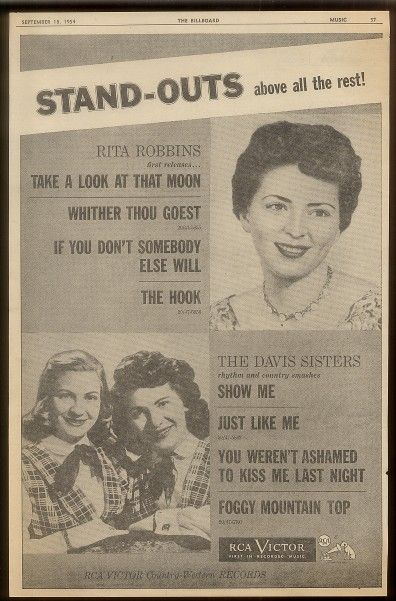 1954 Skeeter Davis Georgie Davis Sisters Rita Robbins photos scarce 