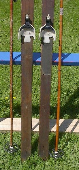 ANTIQUE Wooden Skis 70 Wood Skiis +POLES Ski POINTS  