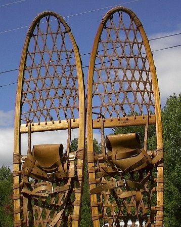 VINTAGE Indian Snowshoes 56x10 Bear Paw VERMONT TUBBS  