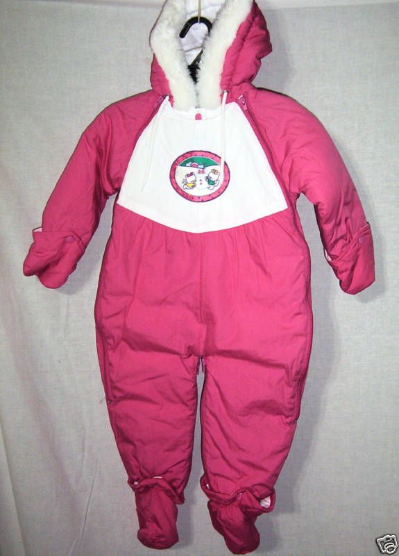 BRIGHT FUTURE INFANT GIRLS PINK / WHITE SNOWSUIT 24 MO  