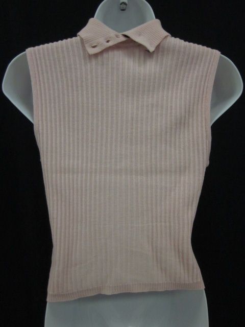 SONIA RYKIEL Pink Wool Ribbed Sleeveless Sweater SZ 44  