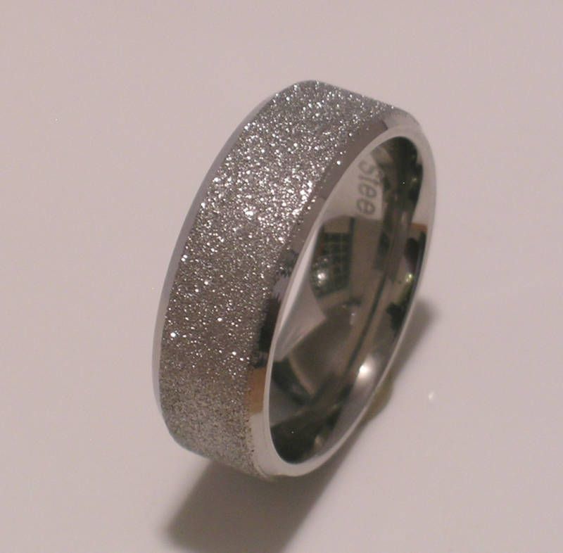 Wedding Bands Stainless Steel 8m Size 13 Diamond Finish  