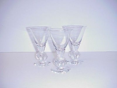 KOSTA BODA CRYSTAL CORDIAL GLASS BUBBLE STEM SET OF 3  