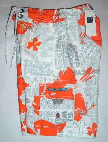   TROPICAL ORANGE HIBISCUS BOARD SHORTS TRUNKS BOYS SWIM SUIT XS 4 5 NWT