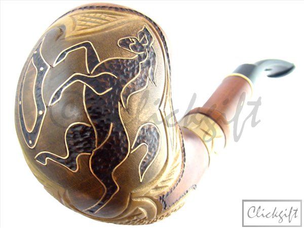 New Long Tobacco Smoking Pipe Inlay Engraving Hand Carving HORSE 