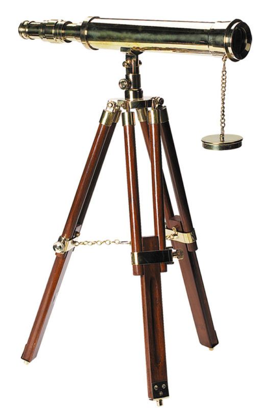 Brass Refractor Tabletop Telescope Wood Desktop Tripod  