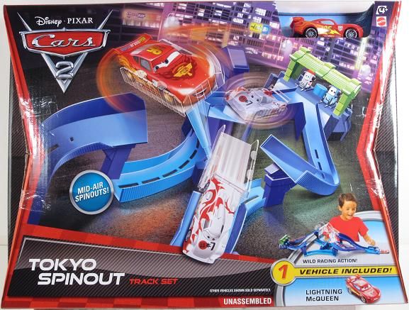 Disney Pixar Cars 2 TOKYO SPINOUT track set Lightning McQueen included 