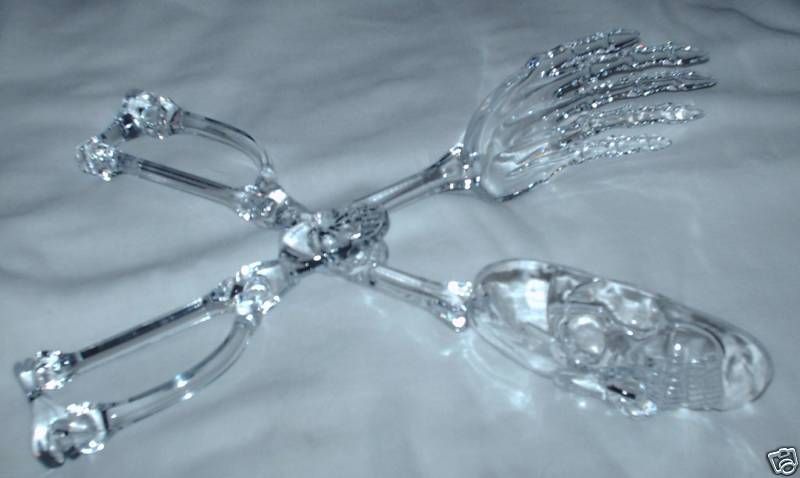 Halloween Skeleton hand dinner salad server tongs clear  