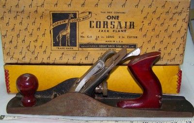 Vintage Corsair 14 Wood Jack Plane No.C 5 U.S.A. Made Carpenters With 