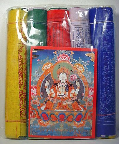 tibetan buddhism = tibet buddhist prayer flags 5 rolls set of 50 flags 